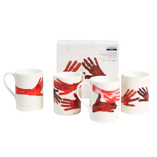 Bourgeois Red Hands Mugs Set of 4