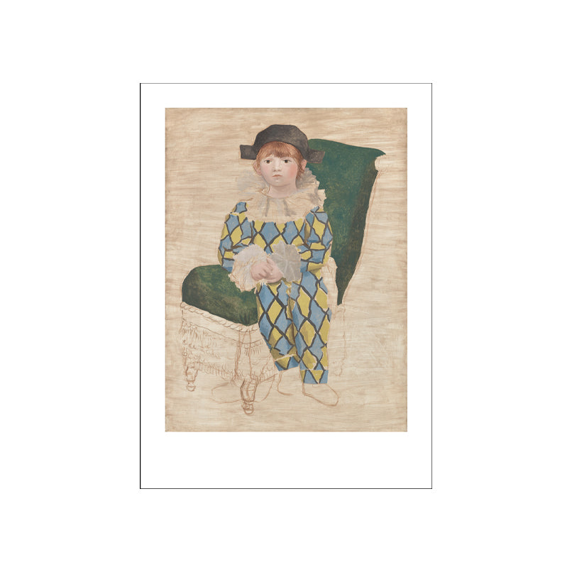 Picasso Paul en Arlequin Postcard