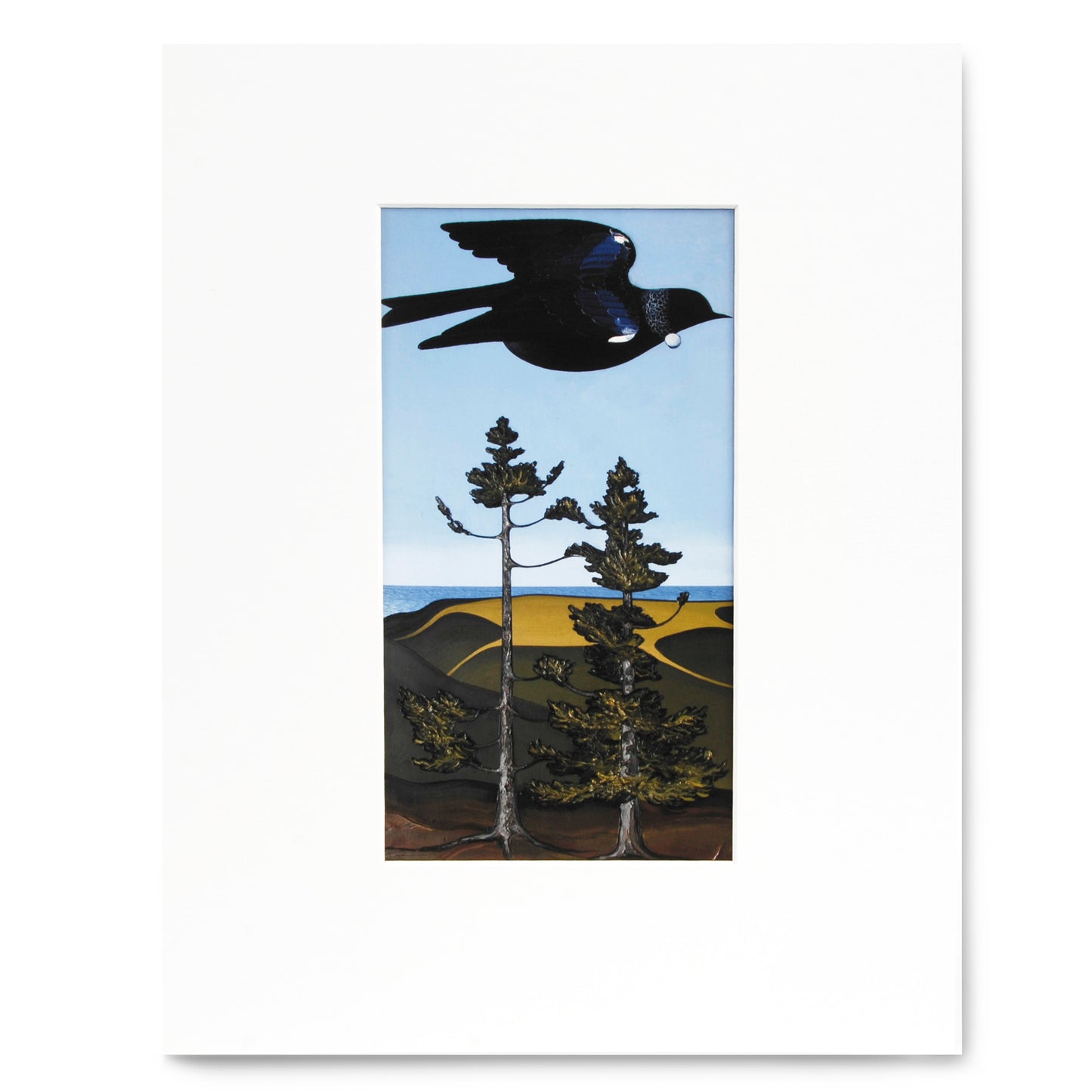 Don Binney Tui over Kauri trees Print