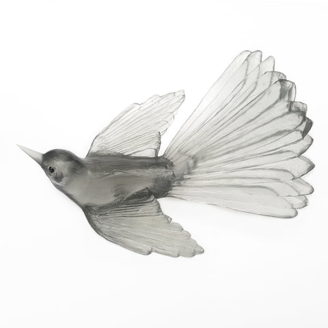 Pale Grey Fantail Glass Bird
