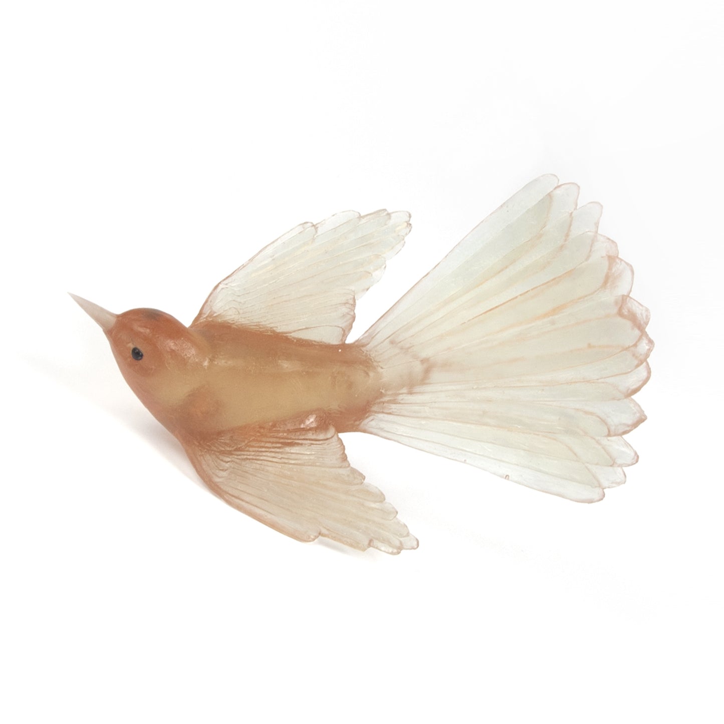 Rhubarb Fantail Glass Bird