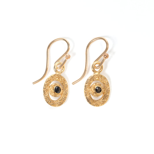 Charlotte Penman Mini Artemis Black Spinel Earrings Gold