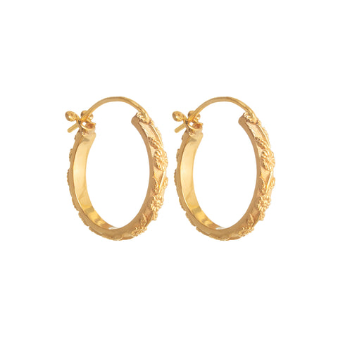 Daisy-Chain Gold Hoop Earrings