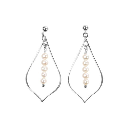 Charlotte Penman Lulu Pearl Chandelier Earrings Silver
