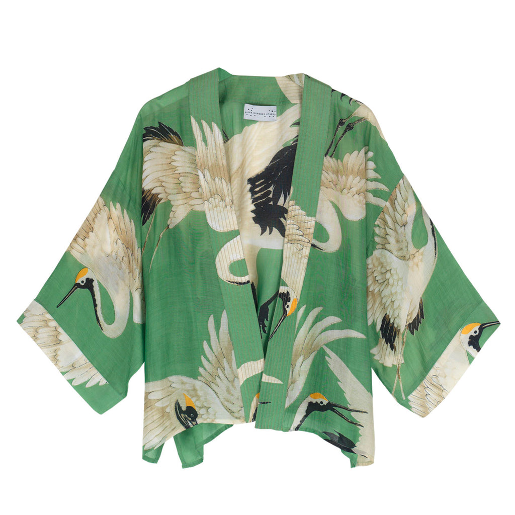 Pea Green Stork Kimono