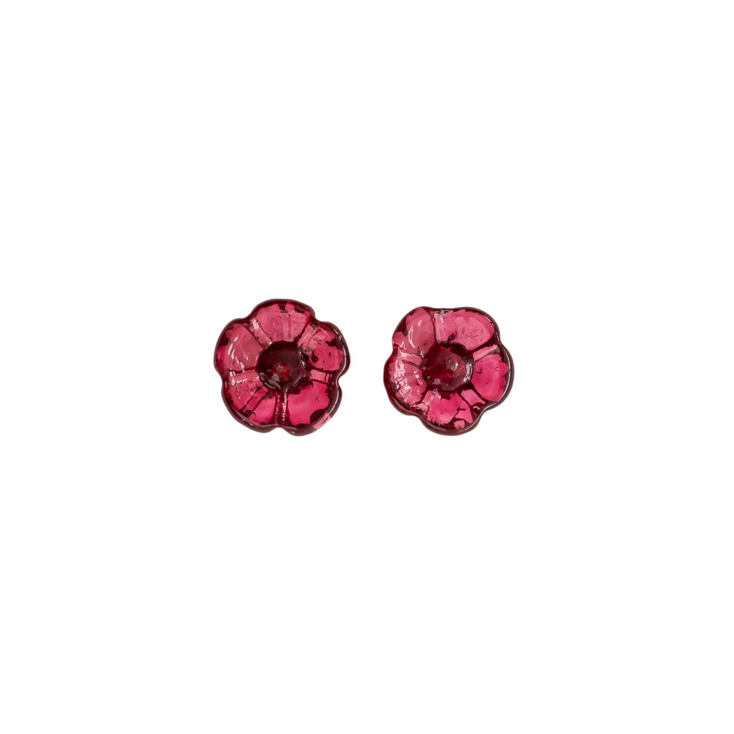 Cranberry Pink Glass Petal Studs