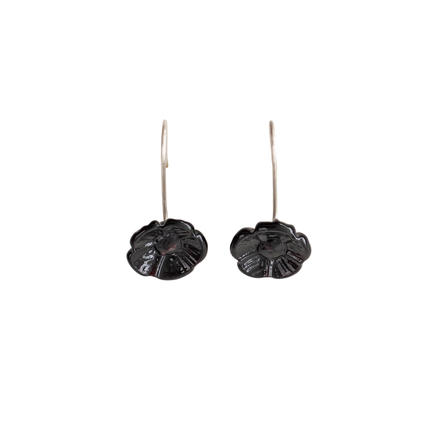 Black Petal Glass Earrings