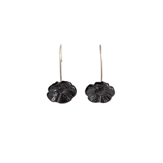 Black Petal Glass Earrings