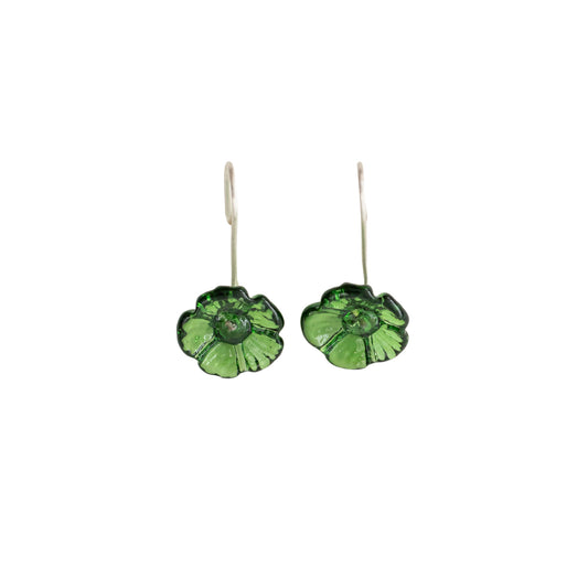 Forest Green Glass Petal Earrings