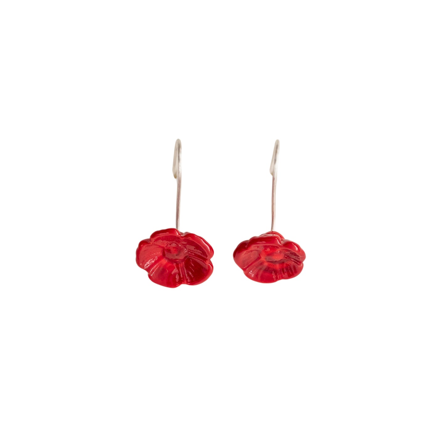 Red Glass Petal Earrings