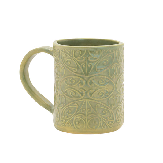 Kristy Ceramics Kōwhaiwhai Mug Green