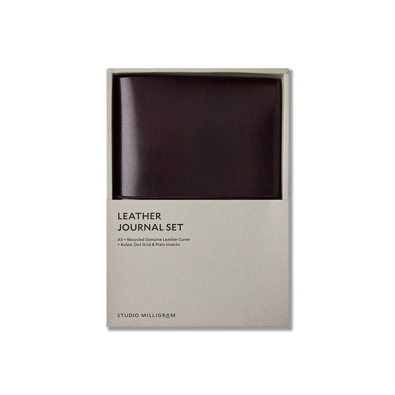 Studio Milligram Refillable Leather Journal Burgundy