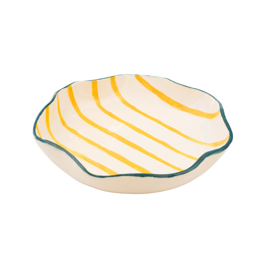 Formantics Ruffle Bowl Yellow Stripe & Green