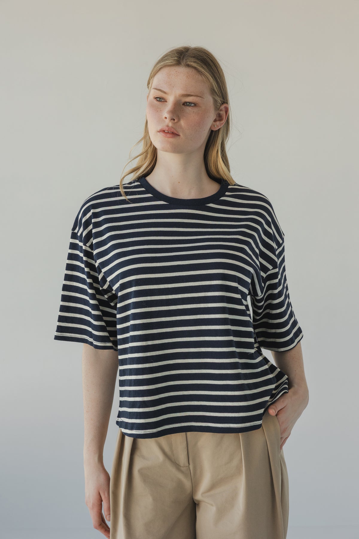 Sophie Store Boxy Striped T-shirt Blue