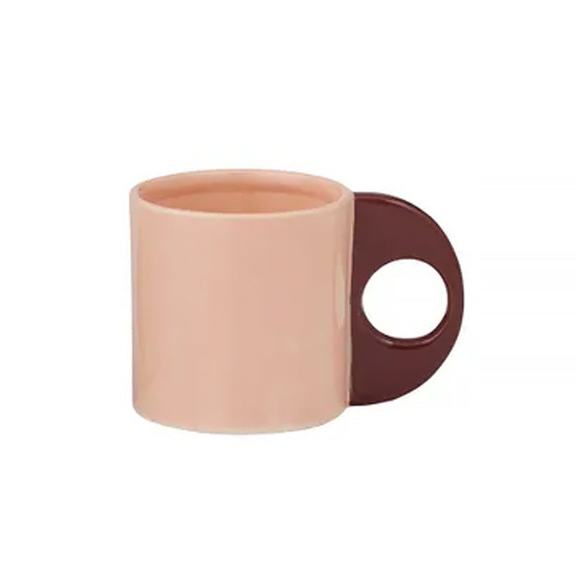 Orb Mug Salmon with Burgundy Handle