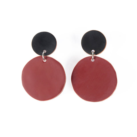 Love Fool Polka Dot Earrings Black/Crimson