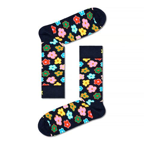 Flower Happy Socks Black