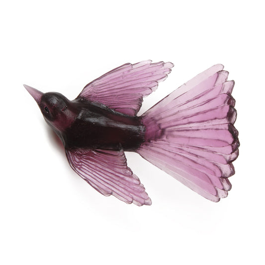 Gold Amethyst Fantail Glass Bird