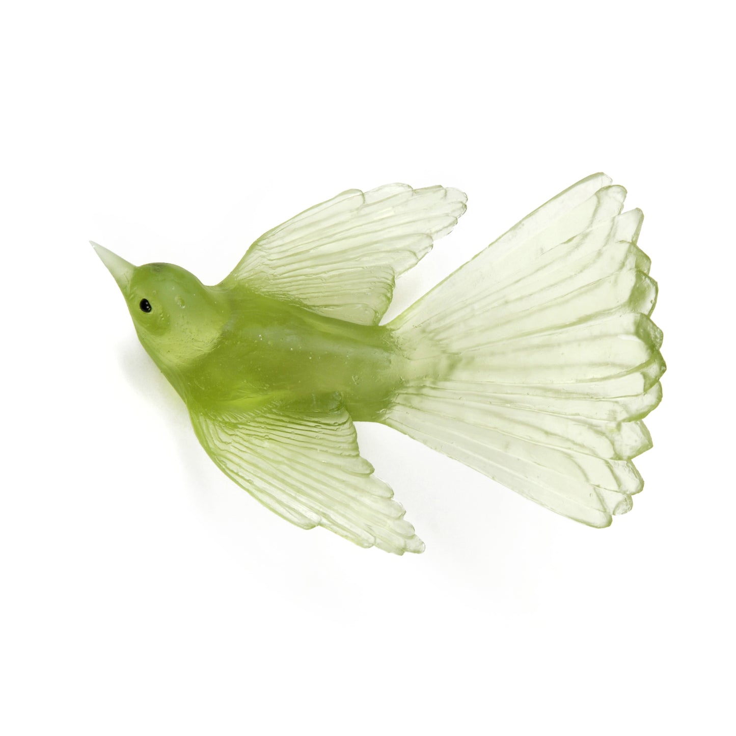 Pale Lime Green Fantail Glass Bird