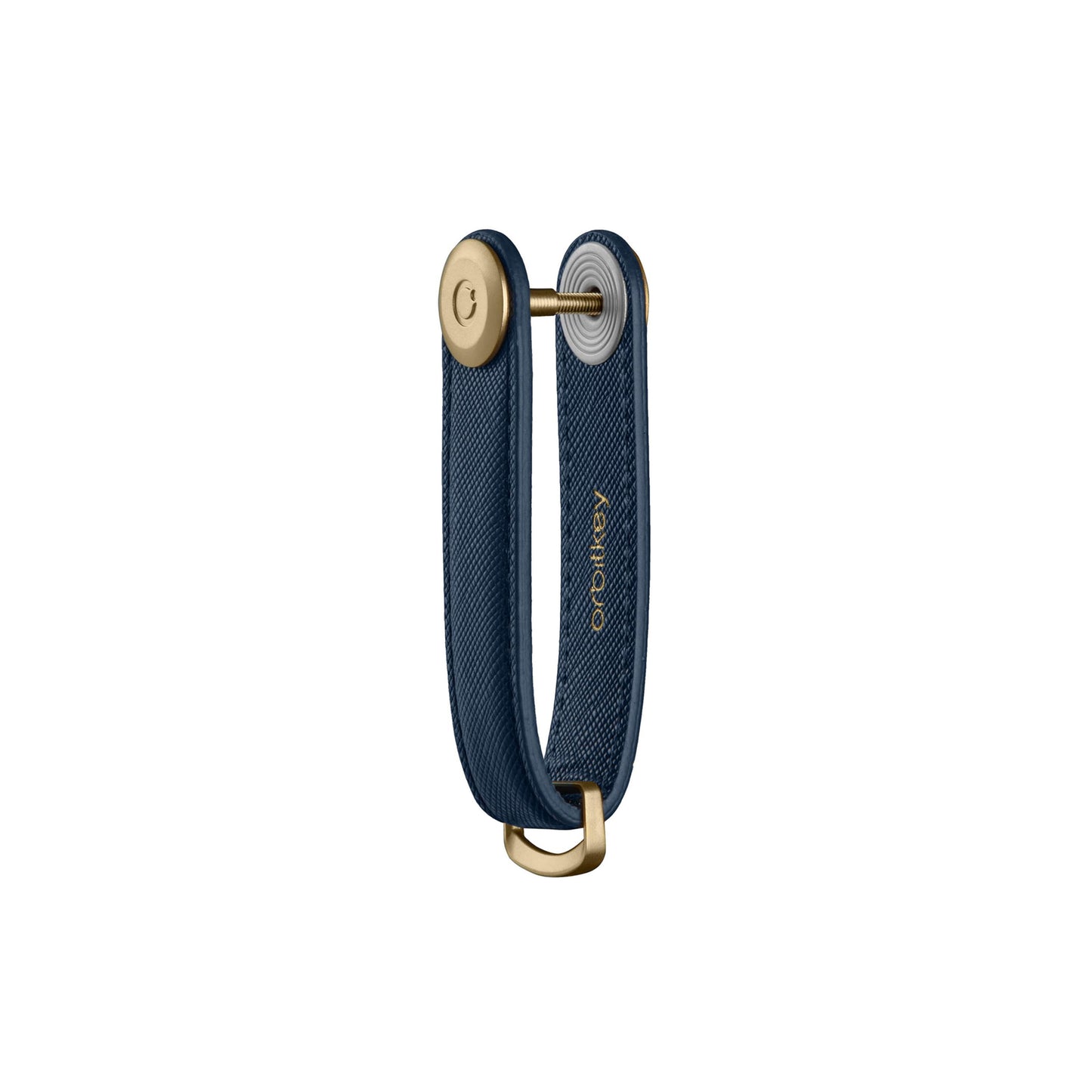 Orbit Navy Leather Keyring