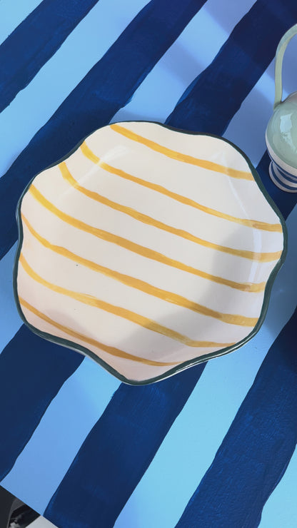 Formantics Ruffle Bowl Yellow Stripe & Green