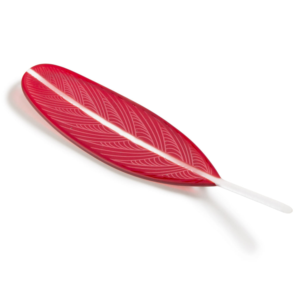 Bright Red Glass Feather