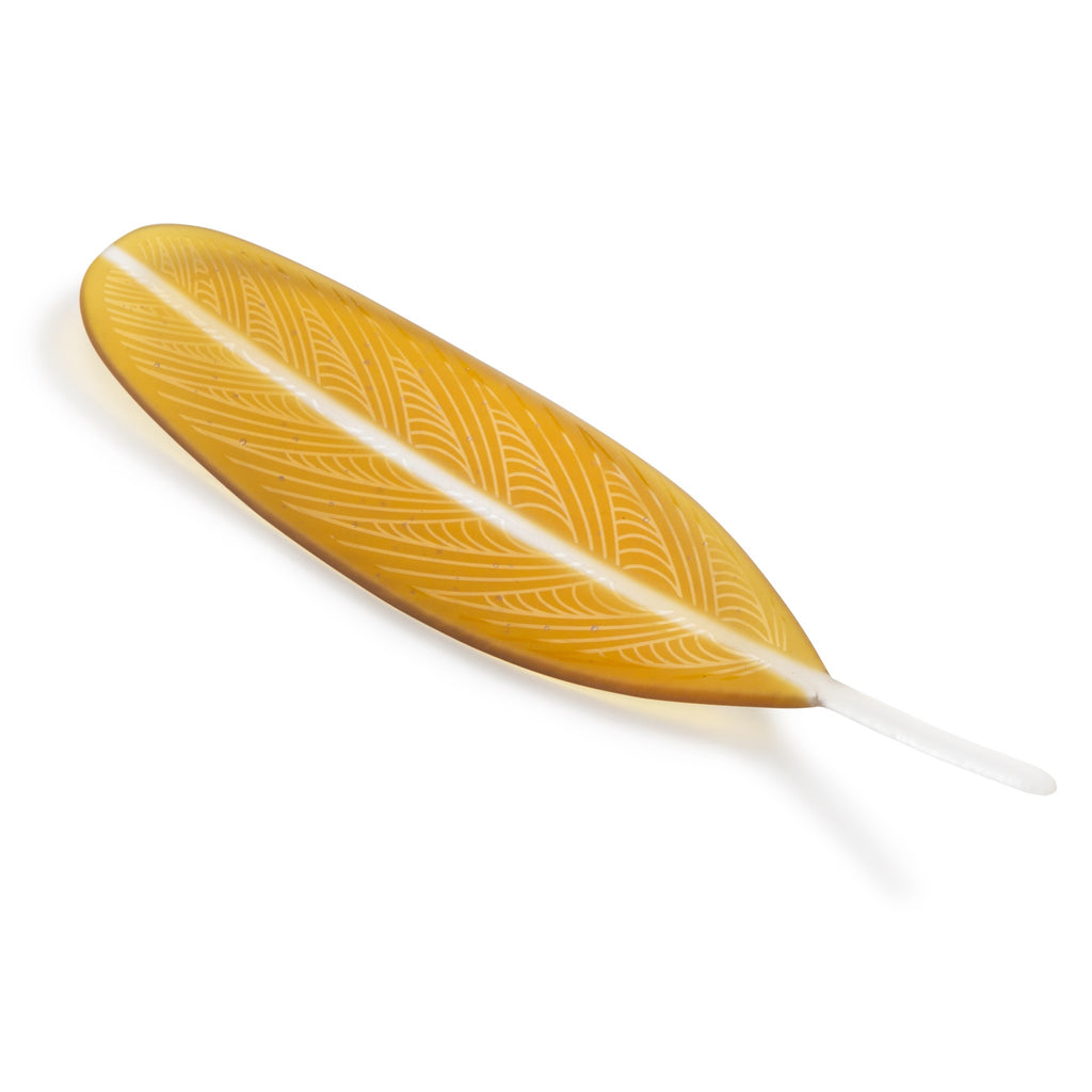 Dark Amber Glass Feather