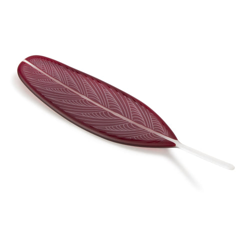 Dark Ruby Red Glass Feather