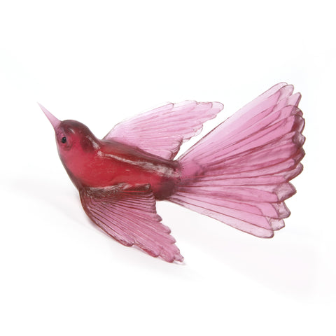 Gold Ruby Fantail Glass Bird