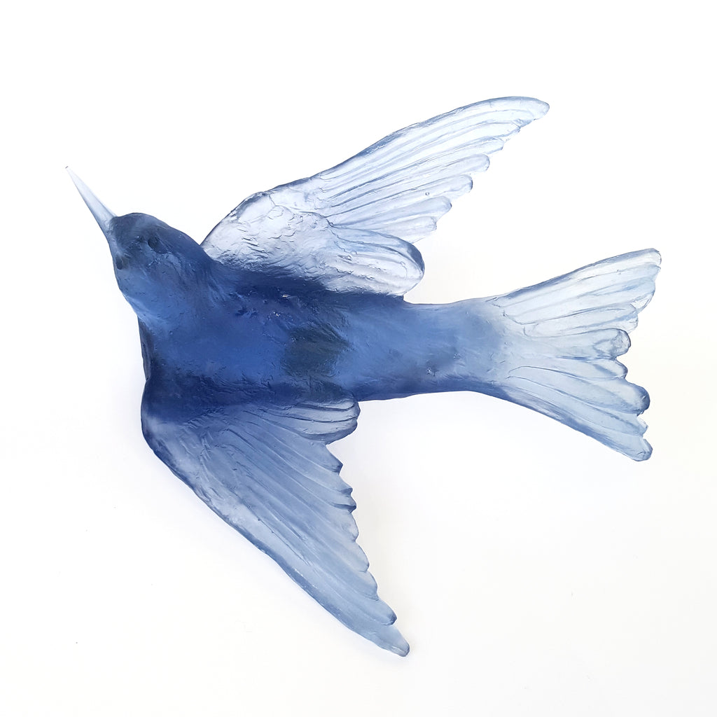 Steel Blue Swallow Glass Bird