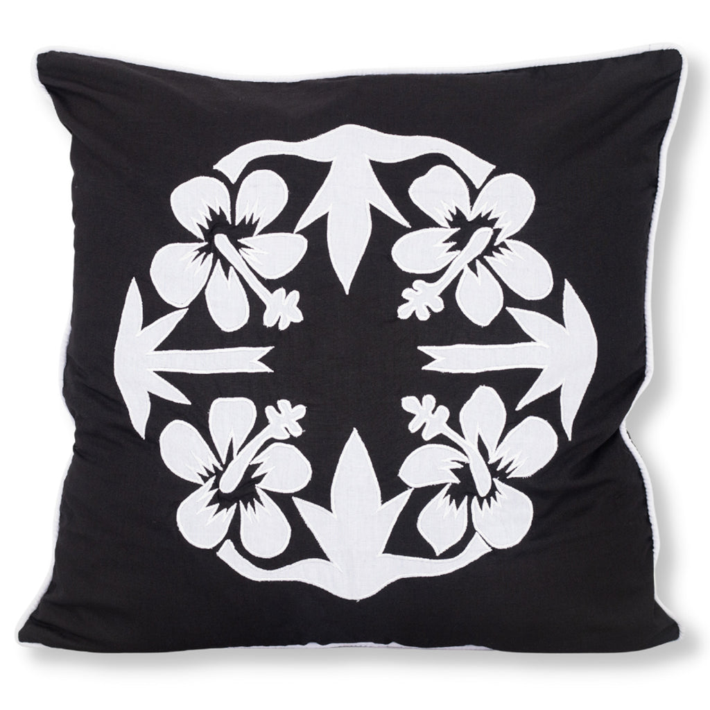 Tivaevae Cushion Cover-Black and White