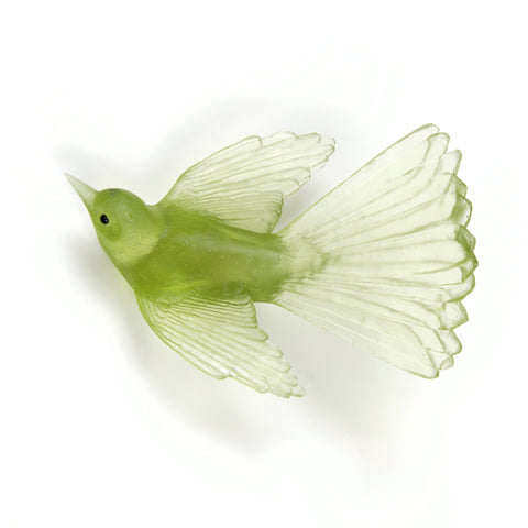 Pale Lime Green Fantail Glass Bird
