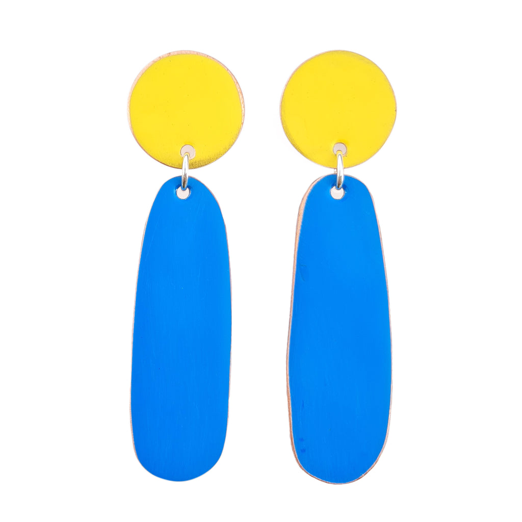 Love Fool Teardrop Earrings Yellow/Blue
