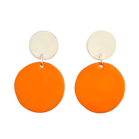 Love Fool Polka Dot Earrings Orange/Ivory