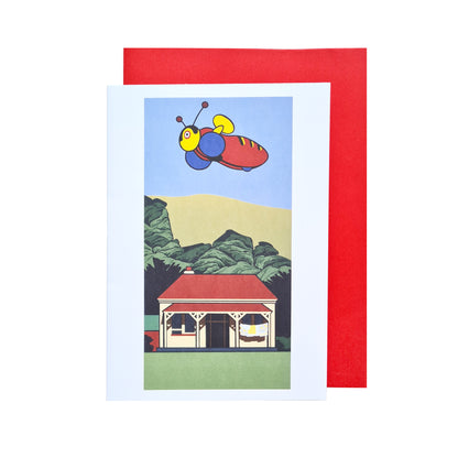 Robin White Buzzy Bee Greeting Card